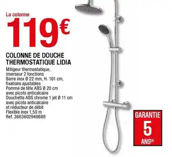 Brico Dépôt Colonne De Douche Thermostatique Lidia offre