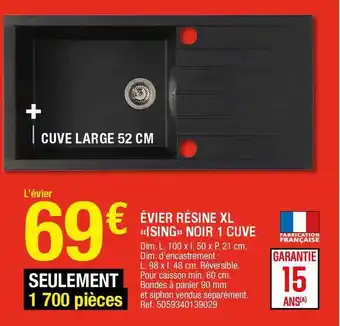 Brico Dépôt évier Résine Xl «ising» Noir 1 Cuve offre