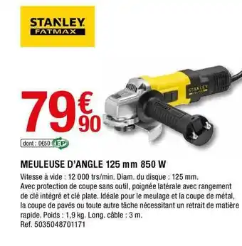 Meuleuse D'angle 125 Mm 850 W Stanley Fatmax