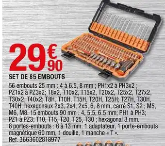 Brico Dépôt Set De 85 Embouts offre