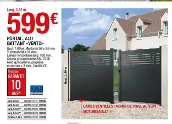 Brico Dépôt Portail Alu Battant «vento» offre