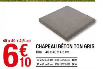 Brico Dépôt Chapeau Béton Ton Gris offre