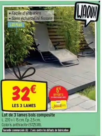 Bricorama Lot De 3 Lames Bois Composite offre