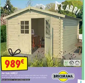 Bricorama Abri Bois Aurely offre