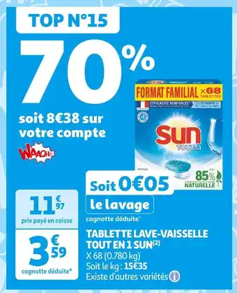 Auchan Supermarché SUN TABLETTE LAVE-VAISSELLE TOUT EN 1(2) offre