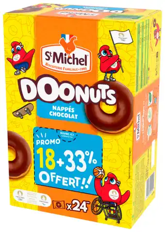 Auchan Doonuts Nappés Au Chocolat St Michel offre