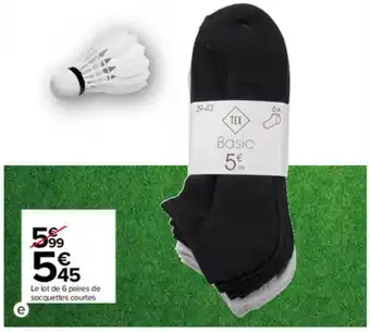 Carrefour Le Lot De 6 Paires De Socquettes Courtes Tex Basic offre