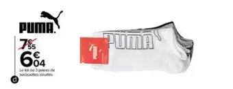 Carrefour Le Lot De 3 Paires De Socquettes Courtes Puma offre