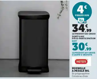 Hyper U POUBELLE A PEDALE 50L offre