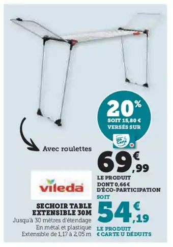 Hyper U SECHOIR TABLE EXTENSIBLE 30M offre