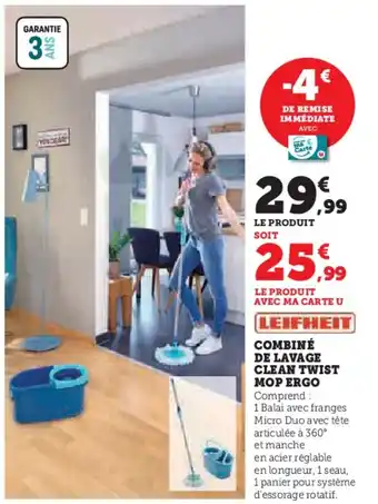 Hyper U COMBINÉ DE LAVAGE CLEAN TWIST MOP ERGO offre