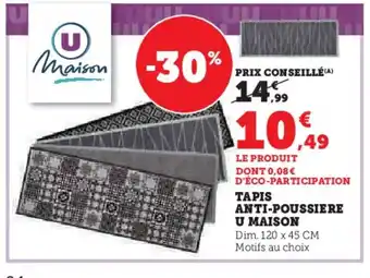 Hyper U TAPIS ANTI-POUSSIERE U MAISON offre