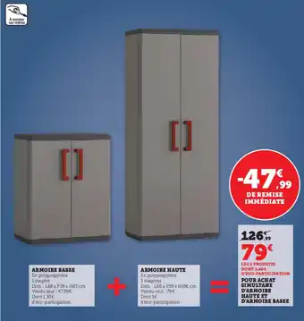 Hyper U POUR ACHAT SIMULTANE D'ARMOIRE HAUTE ET D'ARMOIRE BASSE offre