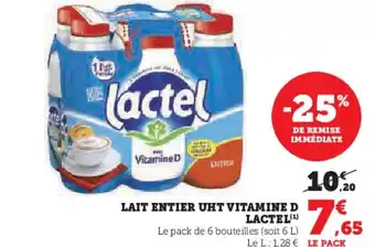 Hyper U LAIT ENTIER UHT VITAMINE D LACTEL(¹) offre