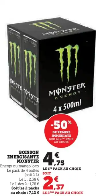 Hyper U BOISSON ENERGISANTE MONSTER offre