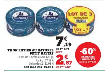 Hyper U THON ENTIER AU NATUREL PETIT NAVIRE offre