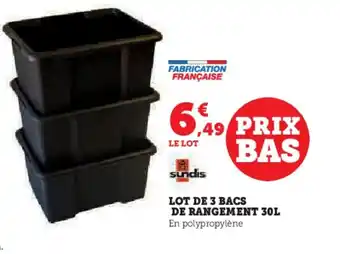 Hyper U LOT DE 3 BACS DE RANGEMENT 30L offre