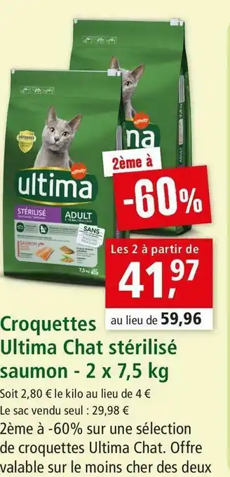 Maxi Zoo Ultima croquettes chat stérilisé saumon offre
