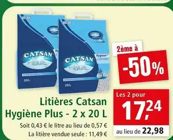 Litières catsan hygiène plus - 2 x 20 l