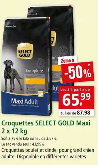 Maxi Zoo Select gold croquettes maxi 2 x 12 kg offre