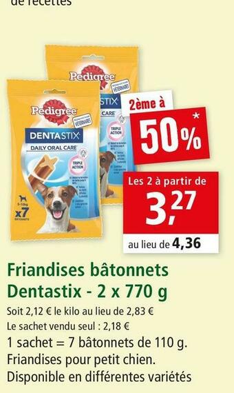 Maxi Zoo Pedigree friandises bâtonnets dentastix offre