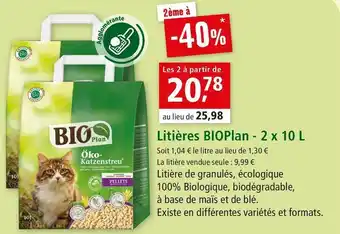 Maxi Zoo Bioplan litières - 2 x 10 l offre