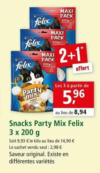 Maxi Zoo Felix snacks party mix 3 x 200 g offre