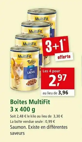 Maxi Zoo Multifit boîtes 3 x 400 g offre