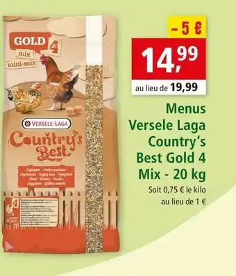 Maxi Zoo Versele laga menus country‘s best gold 4 mix - 20 kg offre