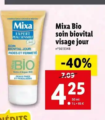 Lidl Mixa Bio soin biovital visage jour offre