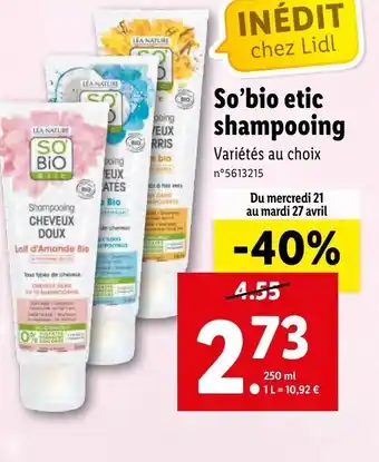 Lidl So'bio etic Shampooing offre