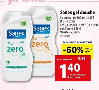 Lidl Sanex gel douche offre