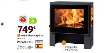 Mr Bricolage Poêle à Bois Capri 3v Panadero offre