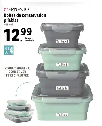 Lidl Boîtes de conservation pliables offre