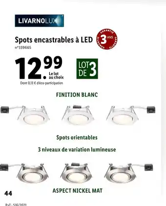Spots encastrables à Led