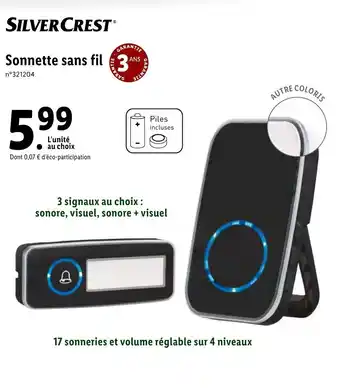 Lidl Sonnette sans fil offre