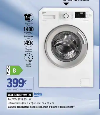 E.Leclerc LAVE-LINGE FRONTAL beko offre