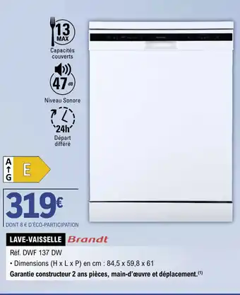E.Leclerc LAVE-VAISSELLE Brandt offre