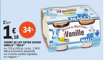 E.Leclerc YAOURT AU LAIT ENTIER SAVEUR VANILLE MALO" offre