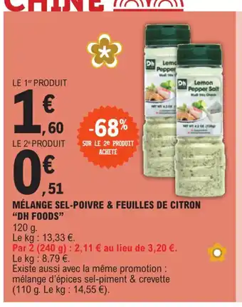 E.Leclerc MÉLANGE SEL-POIVRE & FEUILLES DE CITRON offre