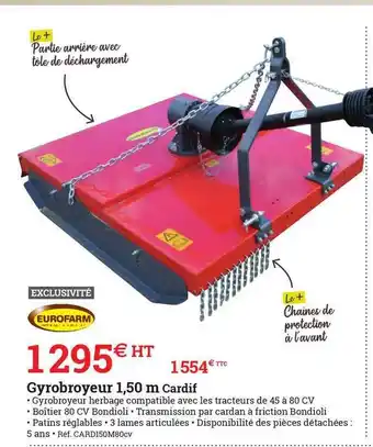 Espace emeraude Gyrobroyeur 1,50 M Cardif Eurofarm offre