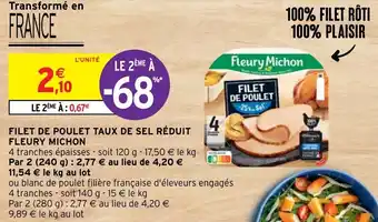 Intermarché Filet de poulet taux de sel réduit fleury michon offre