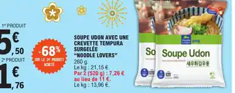 E.Leclerc SOUPE UDON AVEC UNE CREVETTE TEMPURA SURGELÉE offre