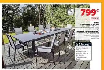 Table Avec Rallonge Dil Xxl, 8 Fauteuils Empilables Dil