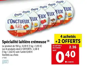 Lidl Spécialité laitière crèmeuse offre