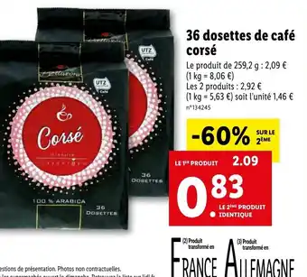 Lidl 36 dosettes de café corsé offre