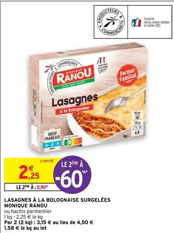 Intermarché Lasagnes à la Bolognaise surgelées Monique Ranou offre