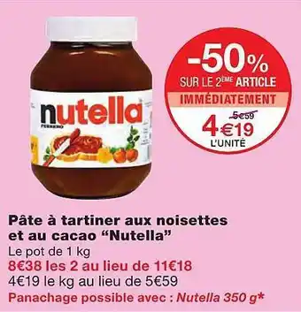 Monoprix Pâte à Tartiner Aux Noisettes Et Au Cacao offre