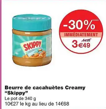 Monoprix Beurre De Cacahuètes Creamy offre