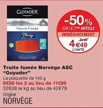 Monoprix Truite Fumée Norvège Asc offre